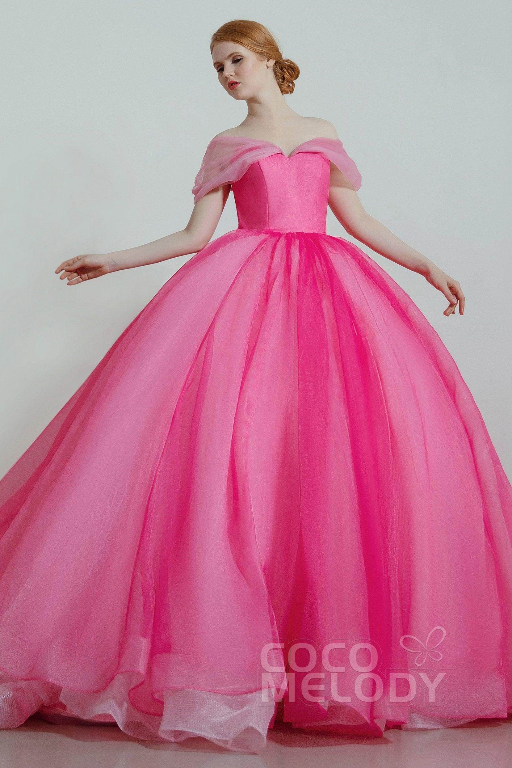 Princess Court Train Organza and Satin Wedding Dress CW2099 - COCOMELODY